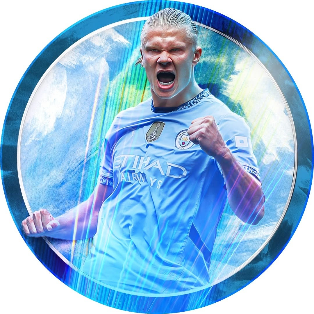 Erling Haaland celebrating in a Manchester City jersey