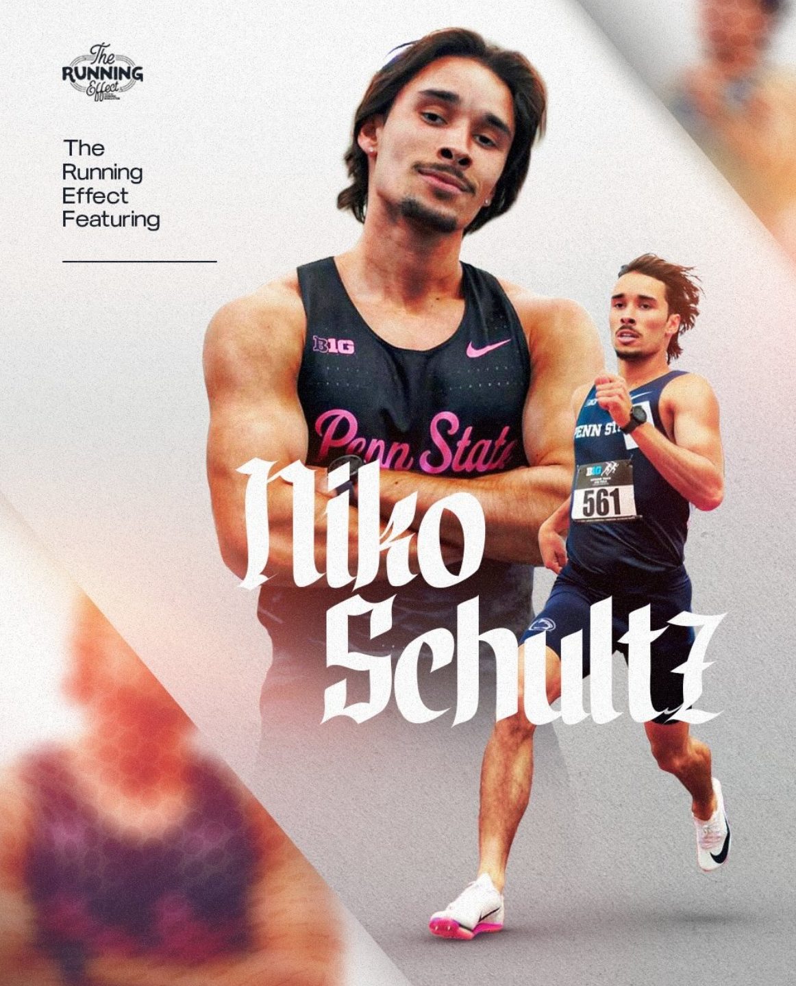 Niko Schultz mid-stride in a stylized running shot