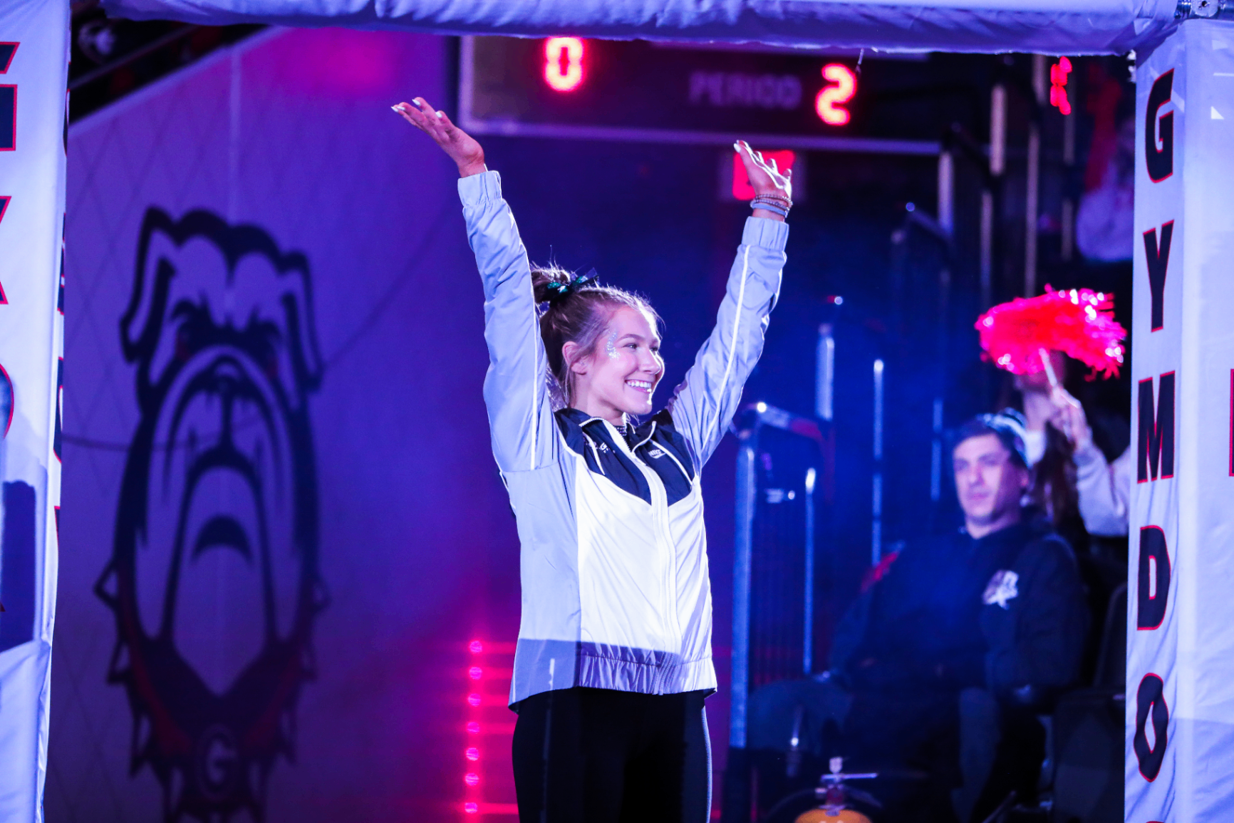 Eryn Williams entering the arena for Georgia Gymnastics