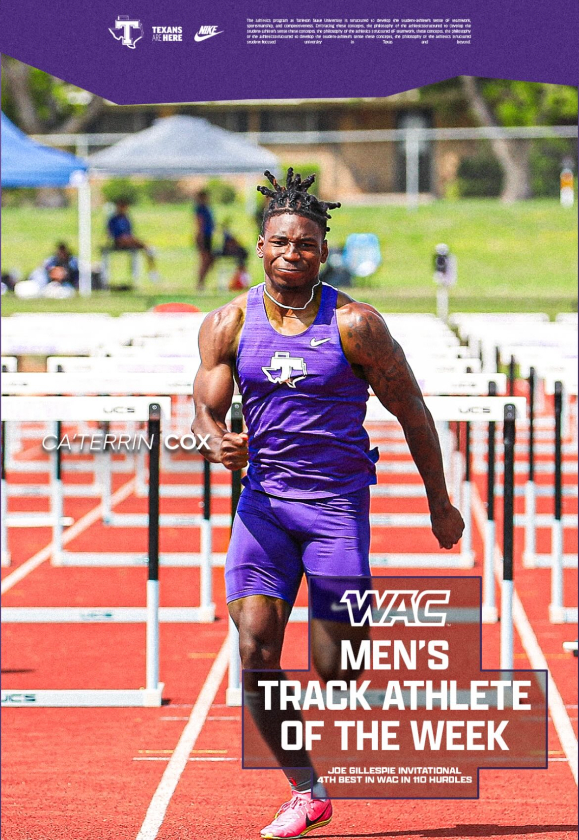Ca'Terrin Cox recognized as men's track athlete of the week