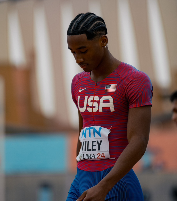 Jaden Wiley in a USA national team singlet at NACAC in Lima 2024
